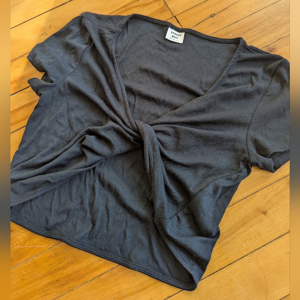 Sunday Best Black Twist Front Short Sleeve Tee